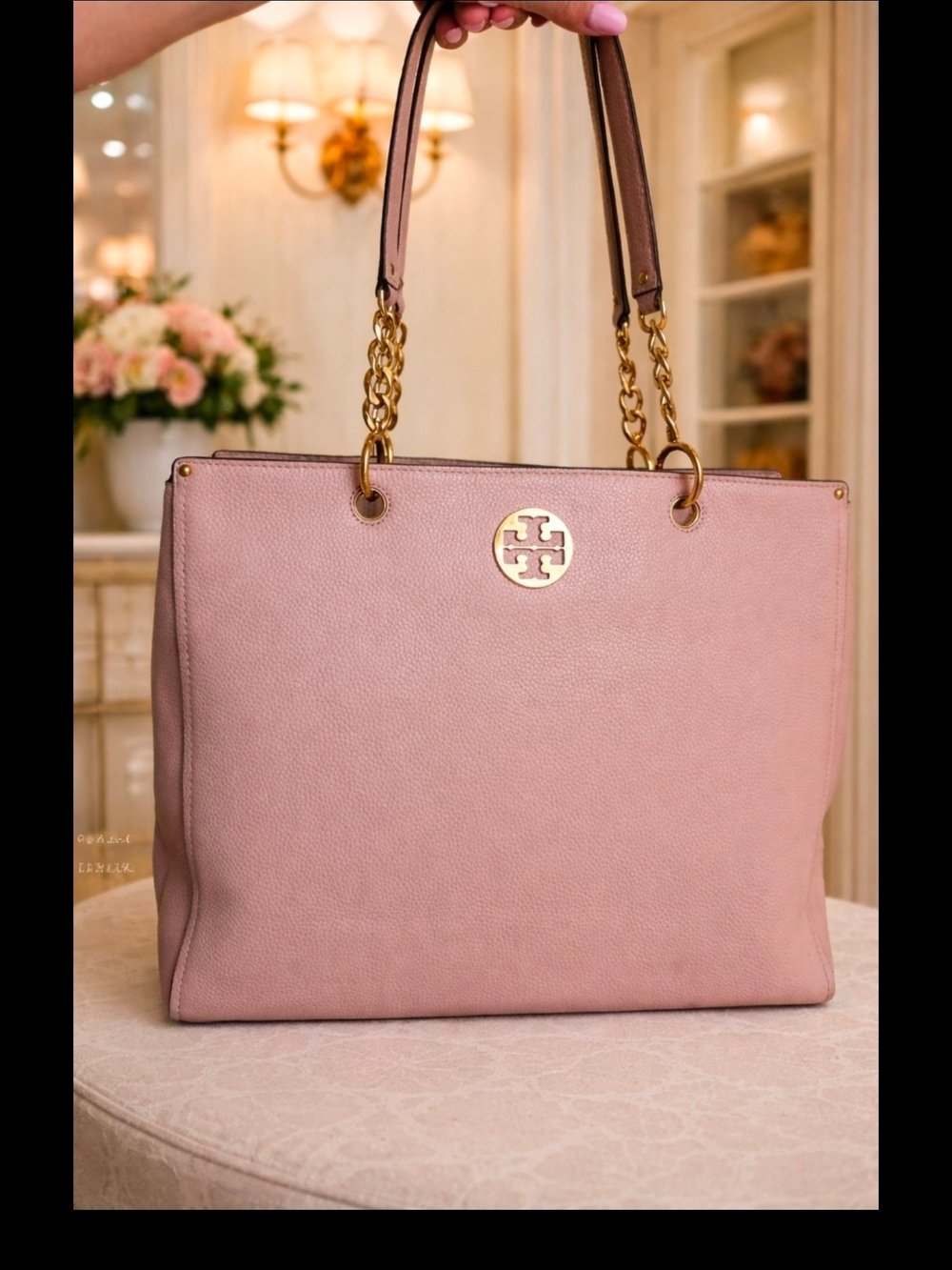 Tory Burch Pink Leather Chain-Handle Tote